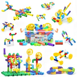 Stem Building Toy for Toddlers Tube Pipe Toy Educational Preschool Toys for 3+ Years Learning Building Blocks Toy with Storage Box Gift Kit Montessori Toys for Boys & Girls