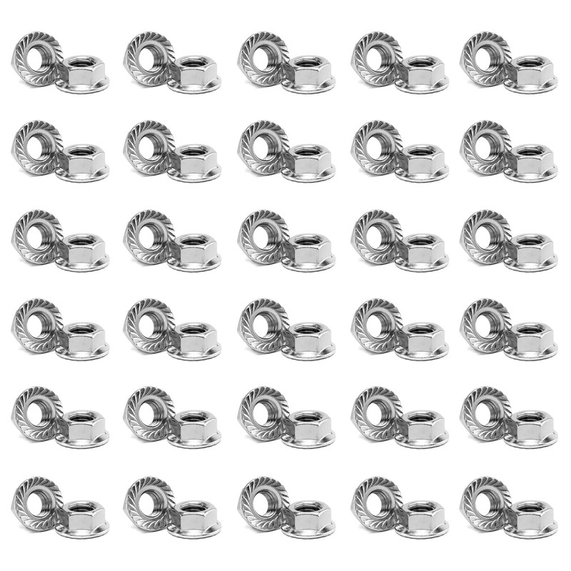 50pcs Hex Flange Nuts M4 M5 M6 M8 M10 Serrated