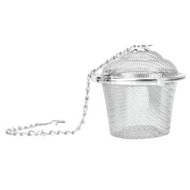 Bola de condimento de acero inoxidable, filtro de especias de hierbas, cesta de separación de condimentos para sopa, filtro de infusor de especias, colador de té, bola de malla con cadena(M)