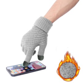 Figarge Knitted Gloves Touch Screen Thickened Winter Gloves Warm Knitted Gloves Finger Gloves Non-Slip, Gy