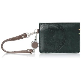 Mozu VS-0134 Carlion Reel Strap, Women's, Men's, Unisex, Kids, Thin, Synthetic Leather, PU Leather, Card Storage, VS-0134 VASKA by Vesca with Carion Reel Strap, Pass Case, Commuter Pass Case, green