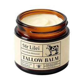 Beef Tallow for Skin, Grass-Fed Beef Tallow Balm with Natural Honey, Face Moisturizer for Dry & Sensitive Skin, Hydrating Body Cream, Unscented 4.06oz