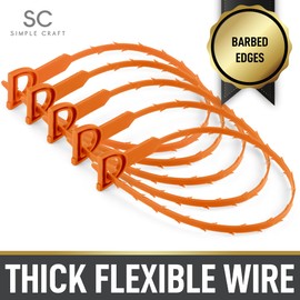 Simple Craft 5 Pack 20-Inch Plumbing Snake Drain Clog Remover - Long Flexible Toilet Snake Wire With Barbed Edges - Sink Drain Cleaner & Sink Snake For Shower Drain, Tubs, Pipes, & Toilets (Orange)
