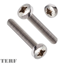 TERF® M6 X 30mm Pozi Pan Head Machine Screws Stainless Steel A2 (304) Machine Screw M6 (6mm) X 30mm Pozi Drive Pan Head Machine Screw Bolts - Pack of 10