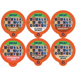 Decaf Flavored Coffee Variety Pack - 6 Traditional Flavors (Caramel Swirl, Hazelnut, Glazed Donut, Mocha Nut Fudge, Vanilla Bean, and Cinnamon Bun) for Keurig K Cups Coffee Makers - 24 Count