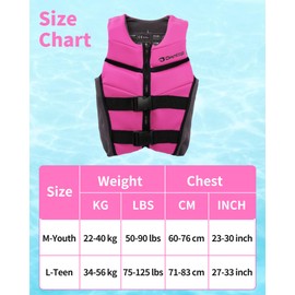 Owntop Buoyancy Aid Teens Kids, Adjustable Swim Vest Unisex, Buoyancy Vest with Safety Buckles for Paddleboarding Kayaking Fishing Sailing - Pink M