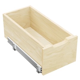 espidoo Hard Close Pull Out Cabinet Organizer: 8" High Wood Drawer with Full Extension Slides - 10½" W x 21" D Birch & Oak Storage Shelf for Kitchen Pantry & Bathroom - Easy Assembly & 100lb Capacity
