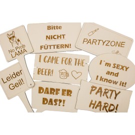 Photo Box Accessories Signs Set Party - 8 Pieces Wooden Signs Props Wedding Birthday Party Event Moto Party Wedding Props Accessories Photo Booth Party Accessories, light brown