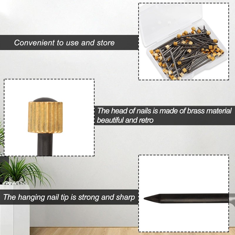 SPEEDWOX 60pcs Brass Nails Round Head Nominal Diameter 1.8mm x