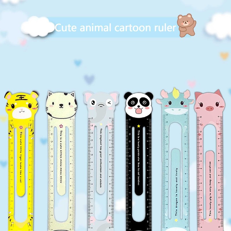 Pack of 6 Rulers 15 cm Children's Flexible/Animals Cartoon Ruler