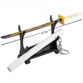 10 Pieces (5 Swords and 5 Sword Holders)Mini Katana Samurai Sword Game Series Sword Party Supplies Gift Keychain for Anime Fans or Spinning Pen Decompression.be applicable Mode Action Figure