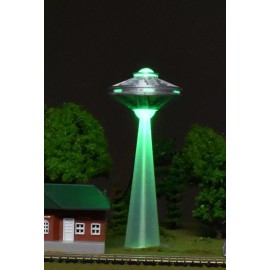 N Scale AREA 51 SpaceShip UFO Flying Saucer LED Green Orb Beam & Landing Gear