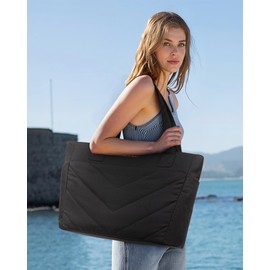 LOVEVOOK Women's Laptop Bag, 15.6/17.3 Inches, Handbag, Large Shopper Bag, Work Bag, Puffer Bag, Teacher's Bag, Shoulder Bag, Tote Handbags, Women for University, Business, School, black, Utility