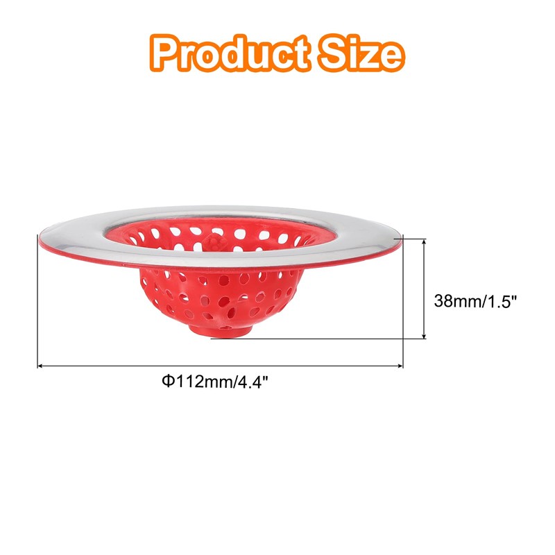 uxcell Silicone Sink Strainer, 2Pcs Kitchen Sink Drain Strainer Stopper