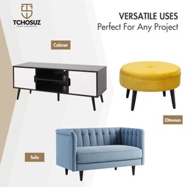 TCHOSUZ 6 inch / 15cm Wooden Furniture Legs, Set of 8 Solid Wood Tapered Sofa Legs Couch Feets with Hanger Bolt, Mid-Century Modern Replacement Feet for DIY Cabinet Cupboard Chair Ottoman Varnish