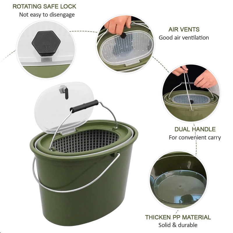 2-in-1 Fishing Bucket Double-Deck Fish Box Detachable Fish Strainer Colander