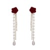Long Chain Flower Drop Dangle Earrings for Women Sparkly Crystal
