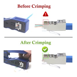 VCE RJ45 Crimp Tool Kit, Pass Through Crimping Tool GJ670BL with 25PCS Cat6 Pass-Thru Shielded RJ45 Connector & Protection Boots