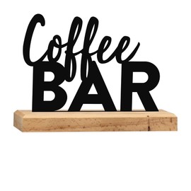 Rerum & Consilium Coffee Bar Lettering Made of Wood and Metal, 17.5 x 13 cm, High-Quality Café Decoration, Coffee Decoration, Coffee Bar Lettering
