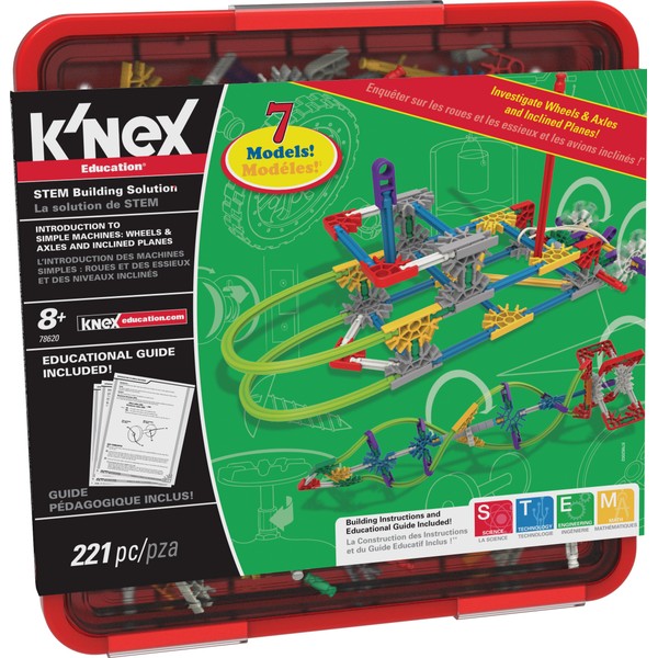 K’NEX Education – Intro to Simple Machines: Wheels, Axles, & Inclined Planes Set – 221 Pieces – Ages 8+ Engineering Educational Toy