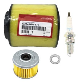 OEM Air Filter, Oil Filter, Spark Plug Tune Up Kit For Honda Rancher 350 TRX350 (2000-2006) 17254-HN5-670 15412-HM5-A10 DPR7EA-9
