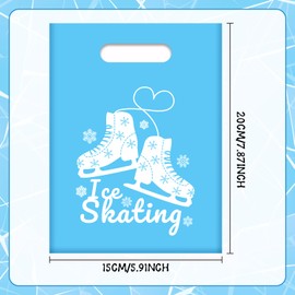 YYMYMGJ 50 PCS Ice Skating Party Gift Bags Winter Ice Skating Skate Party Favors Bags Waterproof Plastic Goodie Bags for Winter Ice Skating Birthday Party Decorations Supplies for Kids