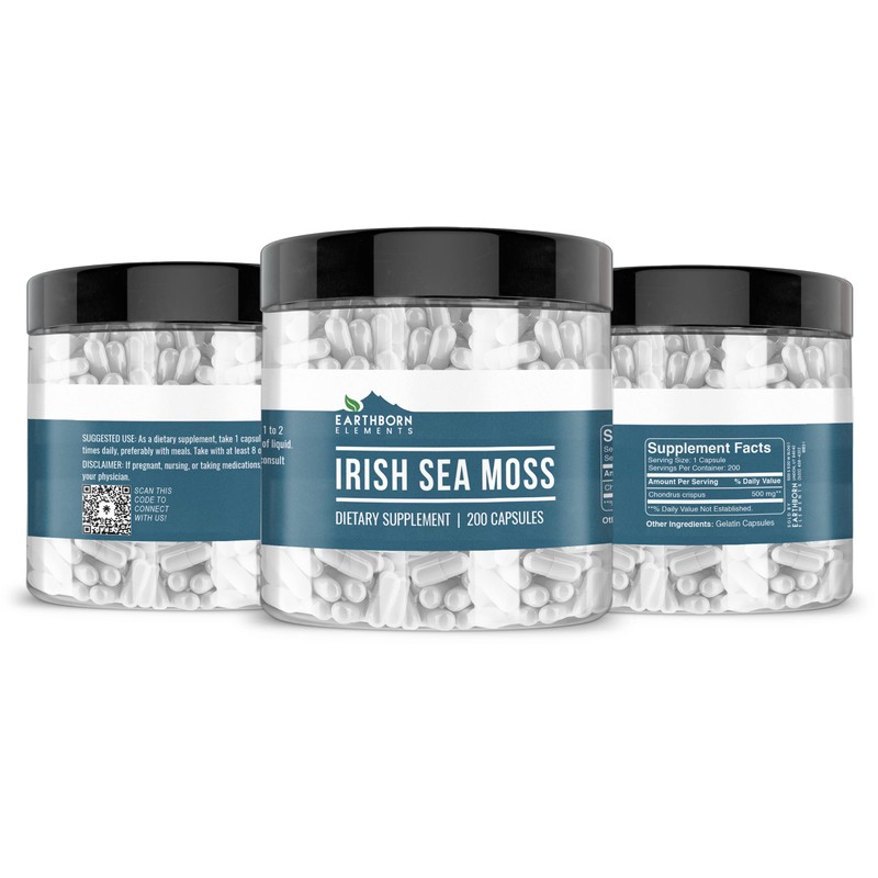 Earthborn Elements Irish Sea Moss 200 Capsules, Pure & Undiluted,
