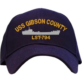Spiffy Custom Gifts USS Gibson County LST-794 Pro Style Embroidered Baseball Cap Navy Blue