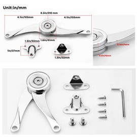 Generic Heavy Duty Lid Support Hinges Soft Close Folding Lid Stay Hinge,Toy Box Hinges Soft Close Cabinet Door Lift Stay Support Hinge - Max Support 22lb/2pcs- Opening Angle 75°/90°/110° (2), Silver