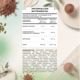 Pure Form VEGAN – Proteína Vegana de Origen Orgánico a base Chícharo, Arroz, Semilla de Calabaza y Linaza Endulzada con Fruto del Monje 600 gramos
