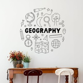 Vinyl Wall Decal Geography Symbols Set Education and Study Stickers Mural (g9812) Black