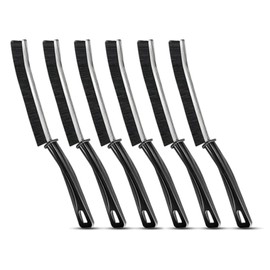 L4W Crevice Brush, 6Pcs, 10001 - Black Plastic & Stainless Steel Cleaning Brush, Flexible, Soft Bristles, Grout & Tile Cleaner