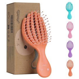 Ninabella Mini Detangling Hairbrush - Cute Colourful Octopus Detangle Brush - Wetbrush for Blow Dry or Brushing Wet Tangled Hair - Detangler Hair Brush - Small Hairbrushes - Orange