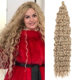 Dsoar 26 Inch 3 Packs Deep Twist Crochet Hair Ocean Wave Curly Bohemian Crochet Braids Deep Wave Hair Bundles Synthetic Hair Extensions for Women Girls