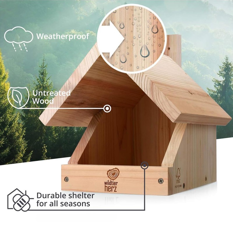 Solid Wood Blackbird Nesting Box - Weatherproof & Untreated, Wooden