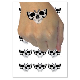 Skull Moth Death Insect Butterfly Temporary Tattoo Water Resistant Fake Body Art Set Collection - 15 2" Tattoos (1 Sheet)