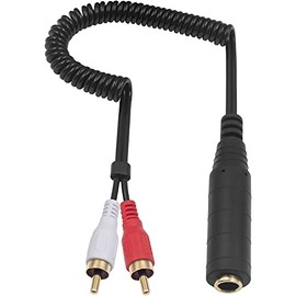 Poyiccot RCA to 1/4 Female Adapter Cable, Coild Spring 6.35mm to RCA Adapter, 1/4 inch TRS Stereo Jack Female to 2 RCA Male Plug Y Splitter Extension Cable, Quarter Inch to 2RCA Cord, 2.6ft
