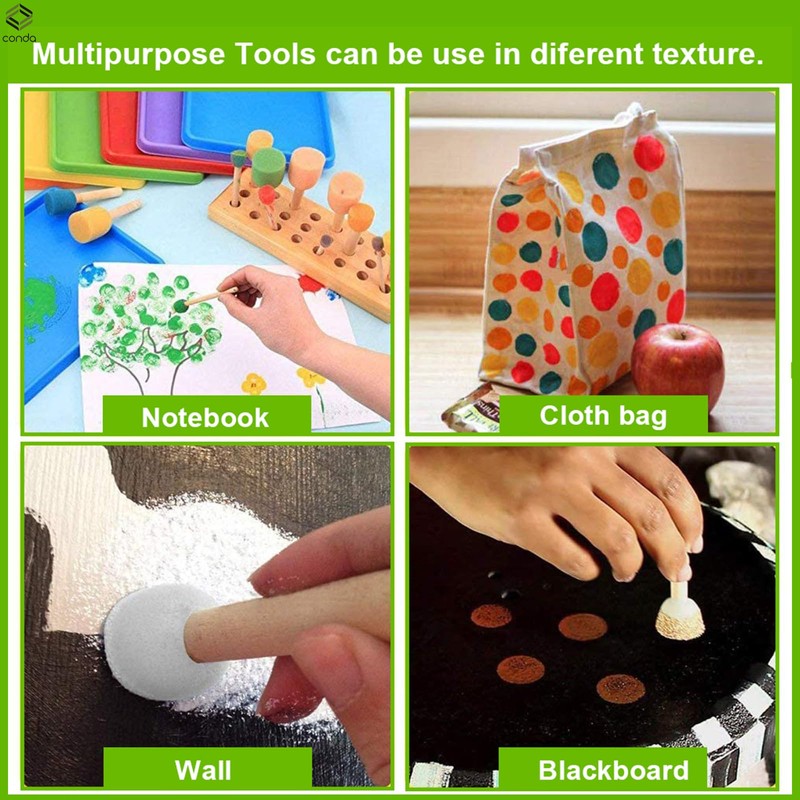 conda 25 Pack Different Size Assorted Foam Brush Set Wood