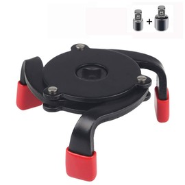 JDMON Universal Adjustable 3 Jaw Oil Filter Wrench Remover Tool for Removing Oil filters Range 2.4 inch from 3.8 inch in Diameter Include 1/2”-3/8” and 1/4”-3/8” Drive Adapter