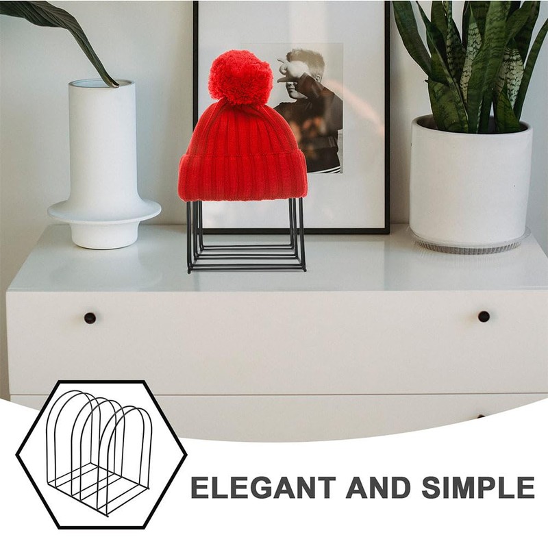 2Pcs Black Metal Hat Display Stand for Woolen, Beanies, Baseball