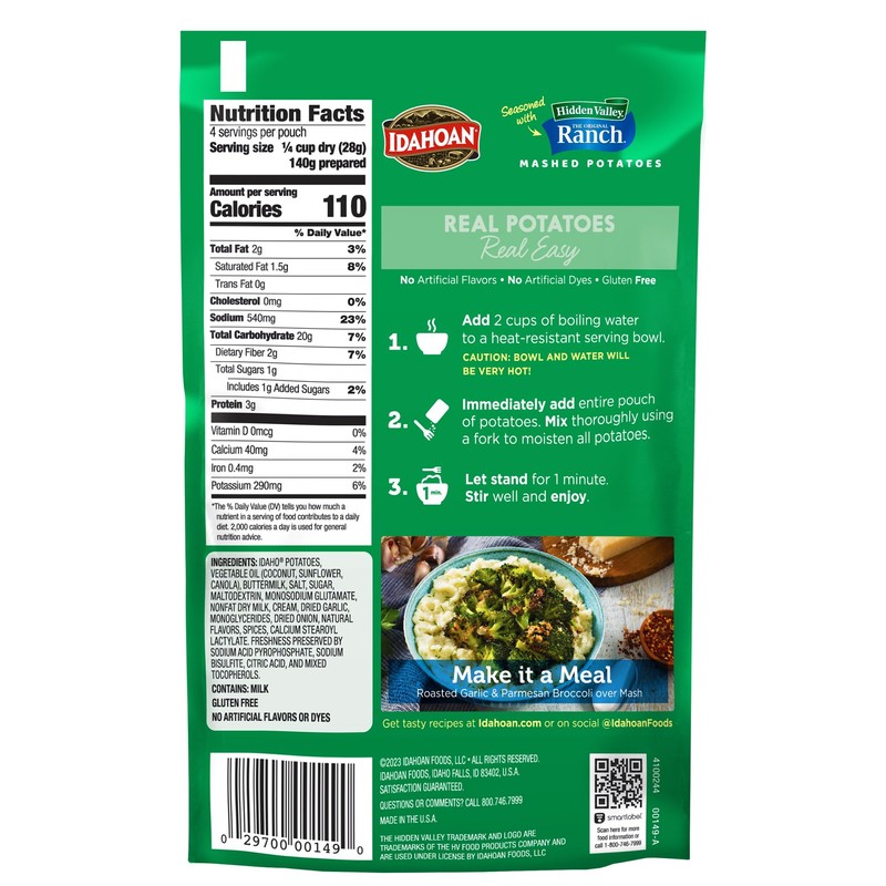 Idahoan® Mashed Potatoes seasoned with Hidden Valley® Original Ranch®, 4
