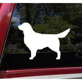 Minglewood Trading White - Golden Retriever Vinyl Decal - Dog Puppy Silhouette - Die Cut Sticker - 10w x 7h inches