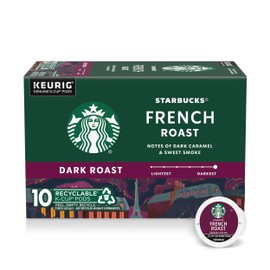 Starbucks K-Cup Coffee Pods, Dark Roast Hot or Iced Coffee, French Roast, 10 Keurig Pods