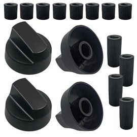 OWMOSYX 4 Pack Black Upgrade Universal Knobs Replacements Control Switch Knob with 12 Adapters Compatible for Oven Stove Range Versatile and Wide Application