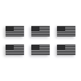 Real Sticky 6 Mini USA Flag Stickers American Tattered Black Gray Helmet Hard hat Tag Decal