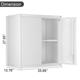 IRONFFICE Metal Wall Cabinet,White Hanging Cabinet,Garage Metal Cabinet1,Wall Mounted Storage Cabinet for Office,Home