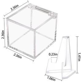 Championship Ring Display Case, Clear Acrylic Championship Ring Holder Box, Acrylic Display Easel Coin Stand Holder, Holder Box for Storage Championship Ring and.Coin (8, 2.36 Inch)