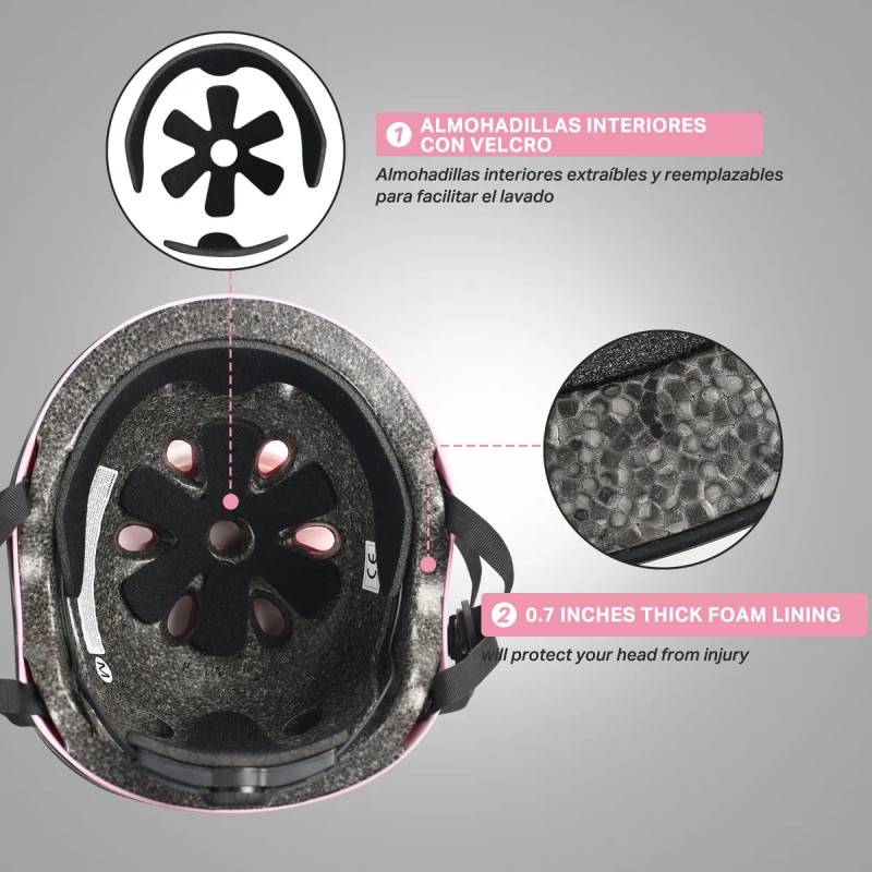 7pzs Kit De Proteccion Casco Codo Mano Patinaje Rodilla Niño