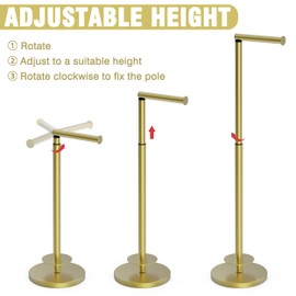 MIROAMZ Toilet Paper Holder Stand 1 pc, Height Adjustable, Reserve Tissue for 6 Spare Rolls, Bathroom Storage, Rustproof with SUS304 Stainless Steel (Gold)