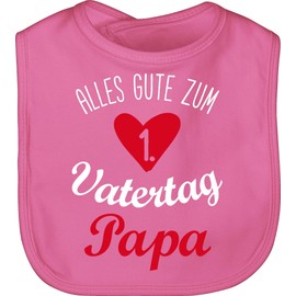 Shirtracer - Baby Bib - Gift - Happy First Father's Day White, 2 Pink
